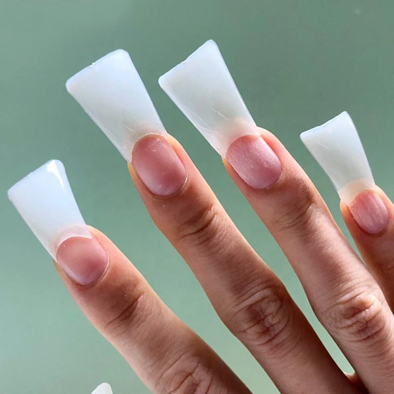 500pcs Duck Flare Finger False Nail Tips Extension French Acrylic Capsule Half Cover Long Duck Tip Artificial Fake Nails