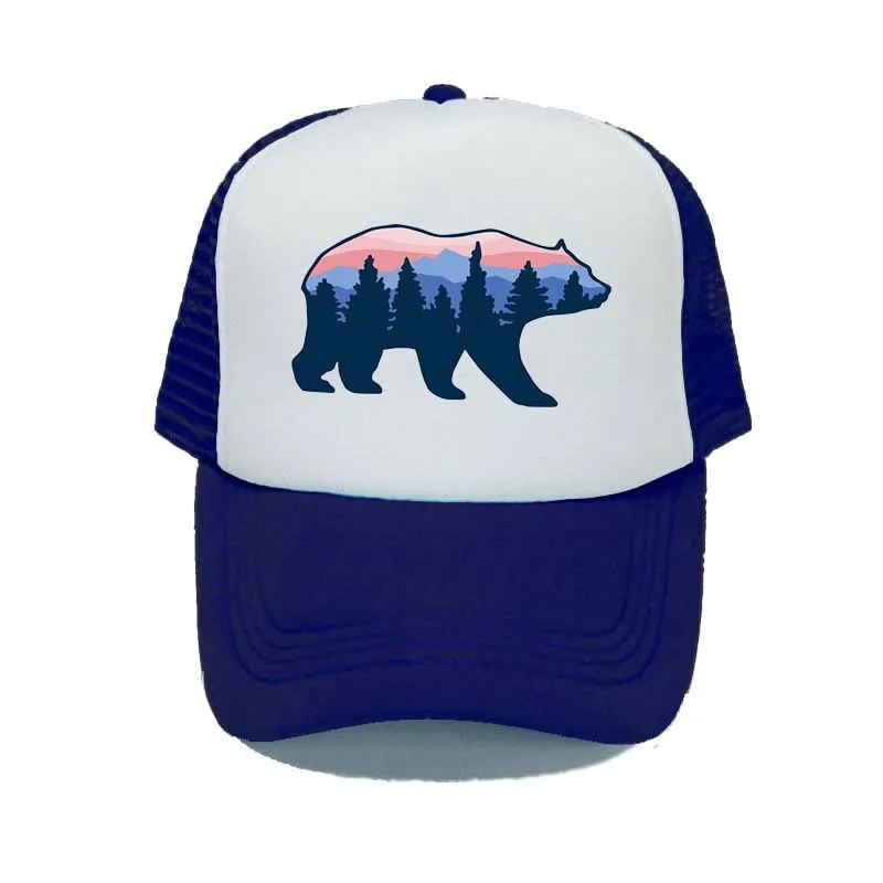 Forest Bear Trucker Hats Men And Women Animal Printing Hunting Cap Hat Mountain Bear Baseball Cap Cool Summer Mesh Caps YY352