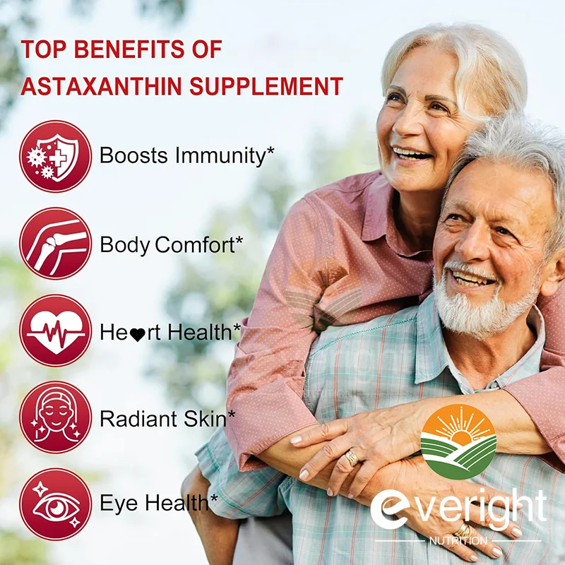 Astaxanthin Supplements 24mg, Fresh Microalgae Source Grape Seed Oil, Ashwagandha - Antioxidants for Healthy Skin, Eyes, Aging