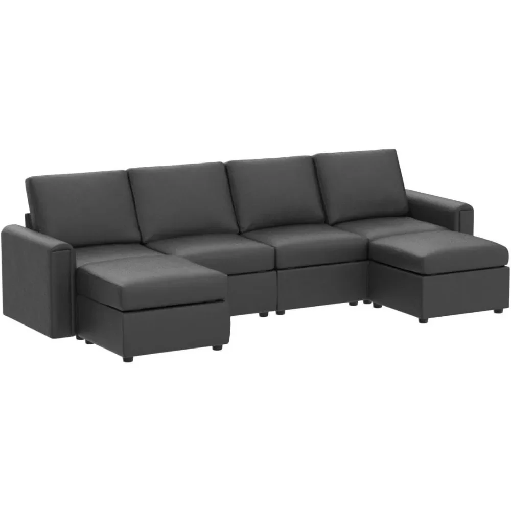 Living Room Sofa, Memory Foam, Dark Grey, Modular Profile with Storage, Convertible U-shaped Sofa