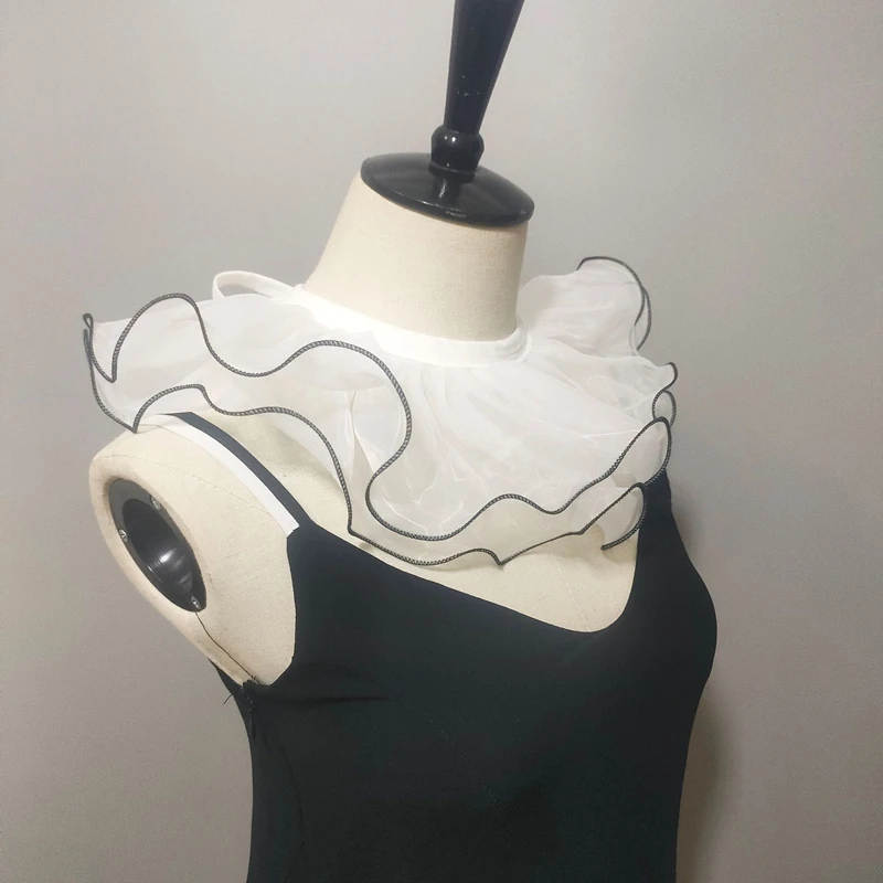 Double Layered Shawl Fake Collar Clown Performance Detachable Ruffle Neckwear Sweater Dress Faux Collar Accessories