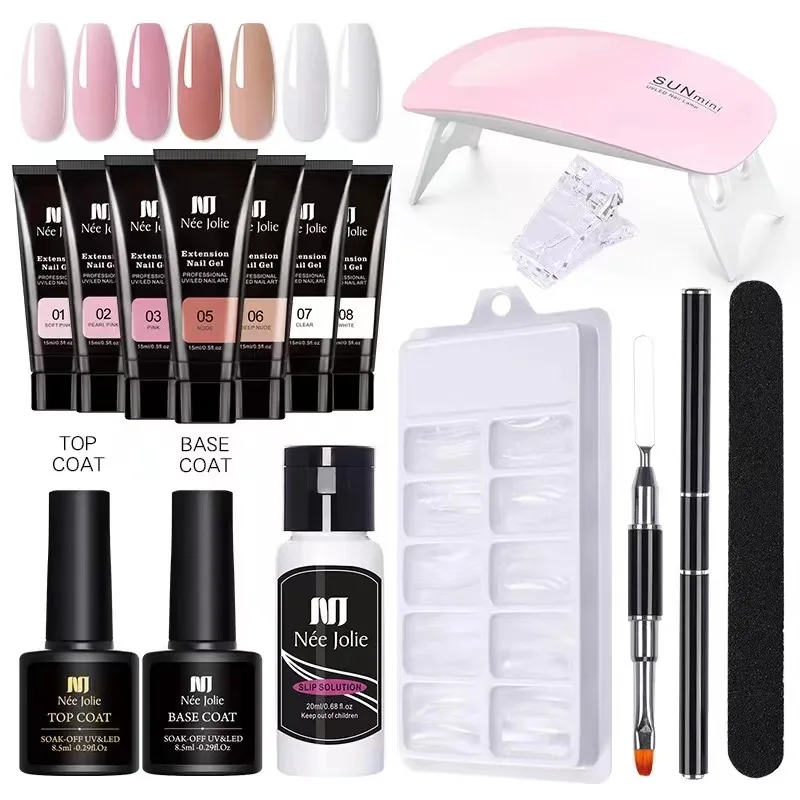 Nail Gel Set 6W LED Lamp Full Manicure Set Quick Extension Nail Kit Gel Building Polygels Set For Nails Tool Kit Nail Art Kit