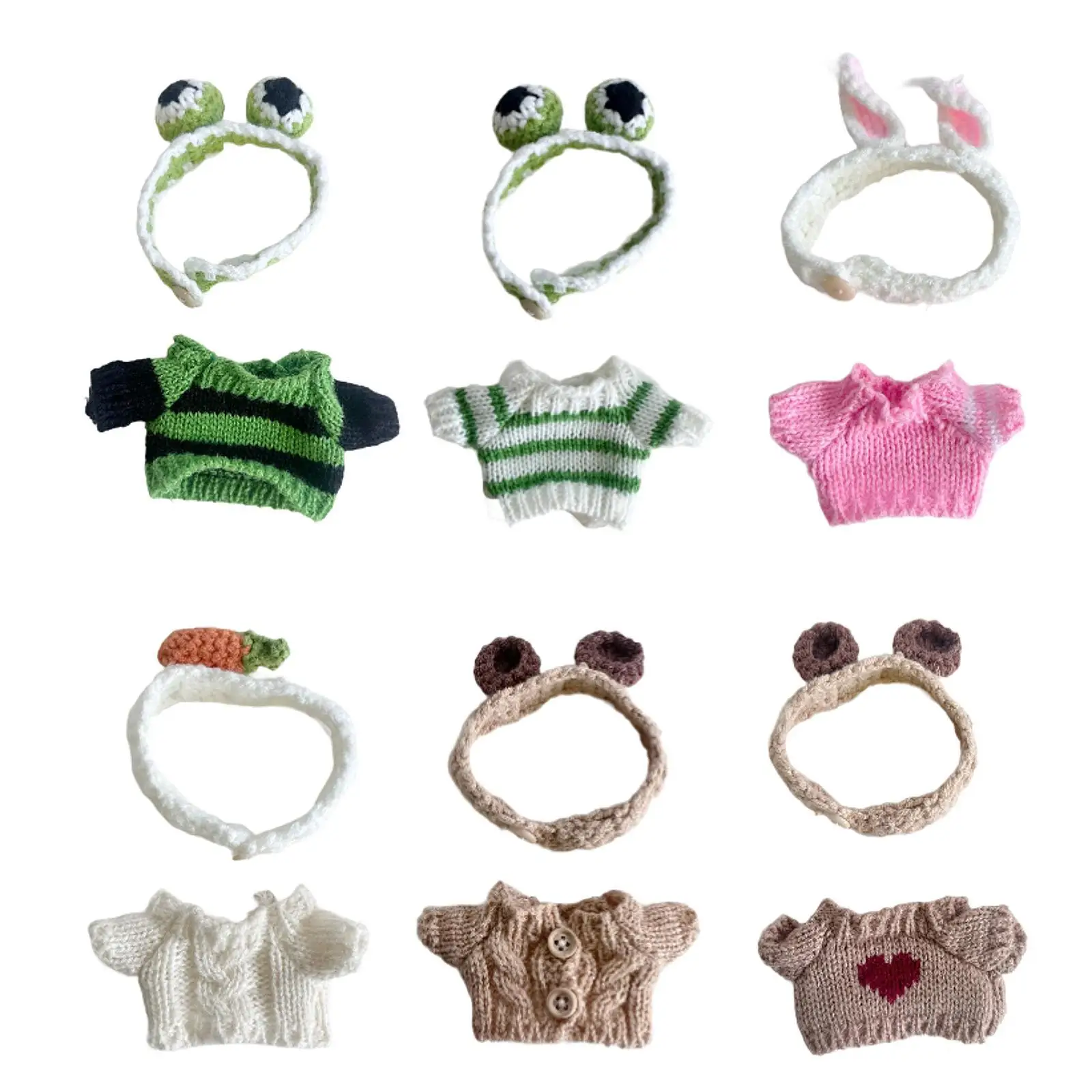 2 Pieces Fashion Dolls Sweater and Hairband, Miniature Clothes Costume for 15-17cm Boy Dolls Dress up Halloween Gifts