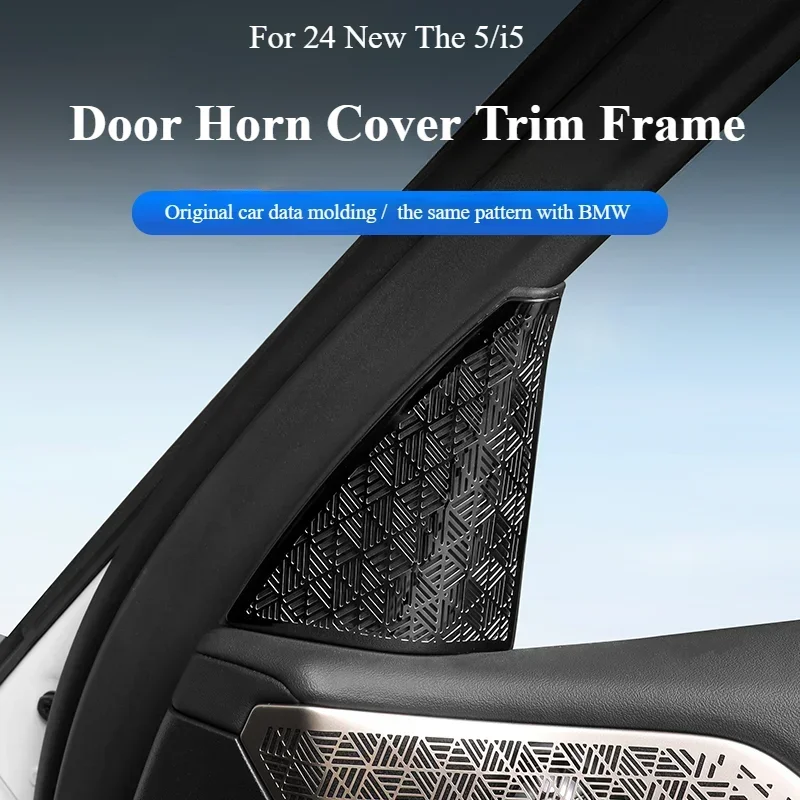 

For BMW New 5 Series I5 G60 2024 2025 2pc Car Door Speaker Cover Stainless Steel A Pillar Air Conditioning Vent Protective Cover