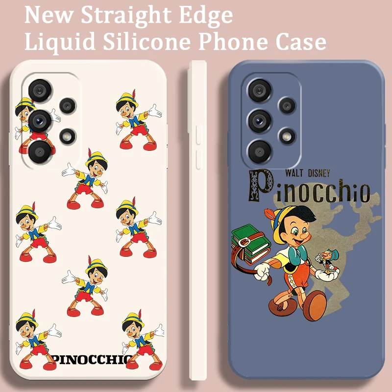 Disney Pinocchio Cute Liquid Rope For Samsung Note 20 10 A54 A31 A14 A03 A22 A34 A04 A24 A25 Ultra Plus 5G Back Phone Case