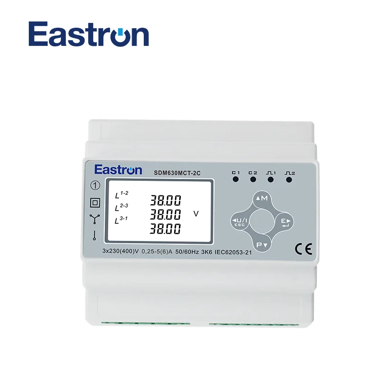 

SDM630MCT-2C, 1A or 5A CT connected, Dual Input Multifunction Power Meter for Lighting and Power, RS485 Modbus RTU,CE Approved