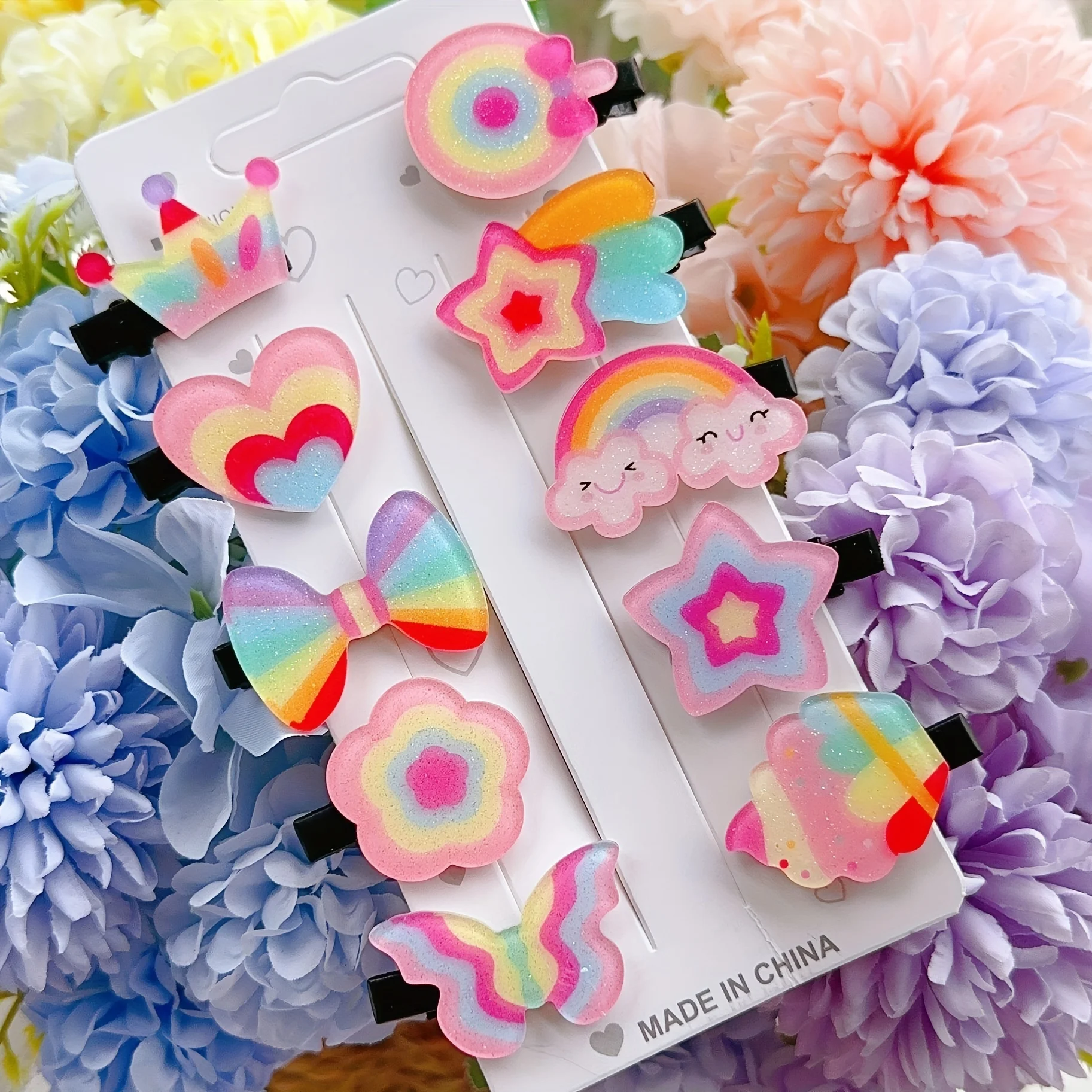 10PCS/Set New Girls Cute Cartoon Ice Cream Flower Hair Clips Kids Lovely Hairpins Headband Barrettes Fashion Hair Accessories