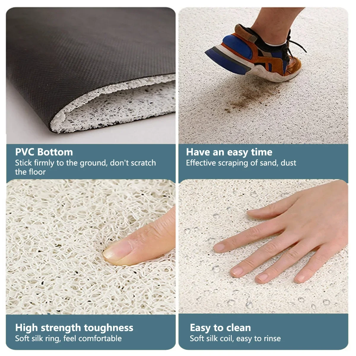 Ocean Wave Coil Door Mat Elastic PVC Doormat, Entrance Entry Floor Mats Dust-removing, Non-slip and Wear-resistant, Can Be Cut