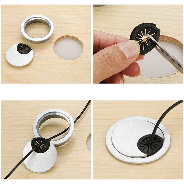 5pcs Desk Table Plastic Cable Hole Cover 50 53 60 80mm PC Computer Desk Round Wire Tidy Grommet Cable Organizer Office Furniture