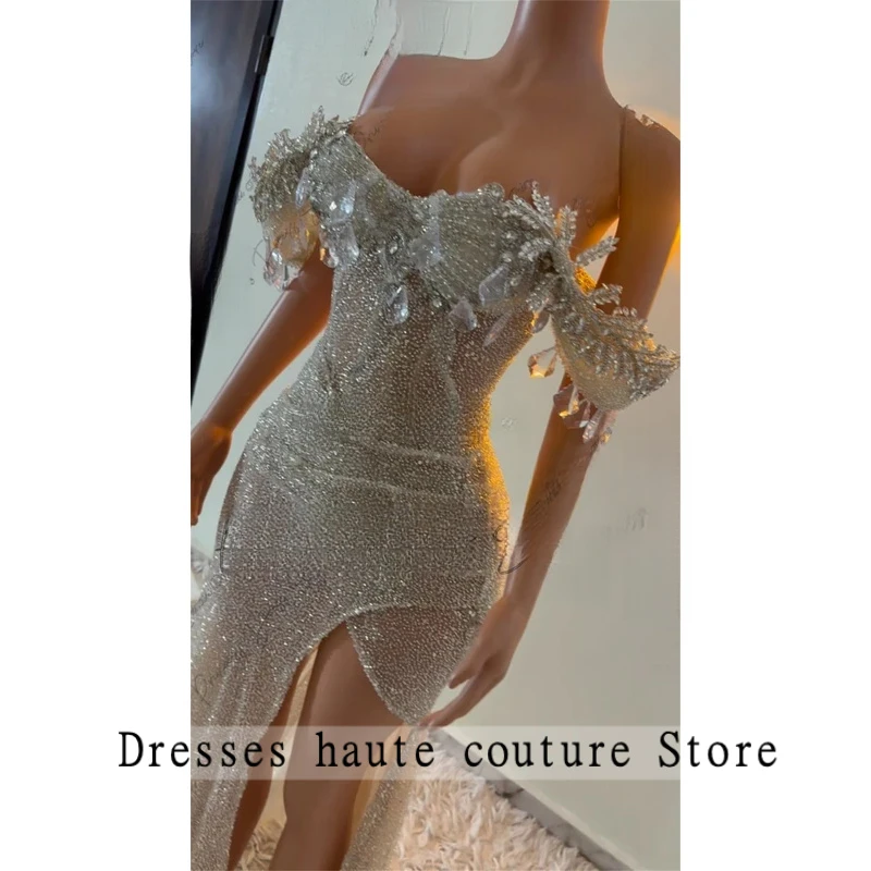 تصميم فريد من نوعه الماس فستان حفلة موسيقية طويل فاخر الخرز بلورات الترتر حورية البحر حفلة عيد ميلاد ثوب الزفاف مخصص