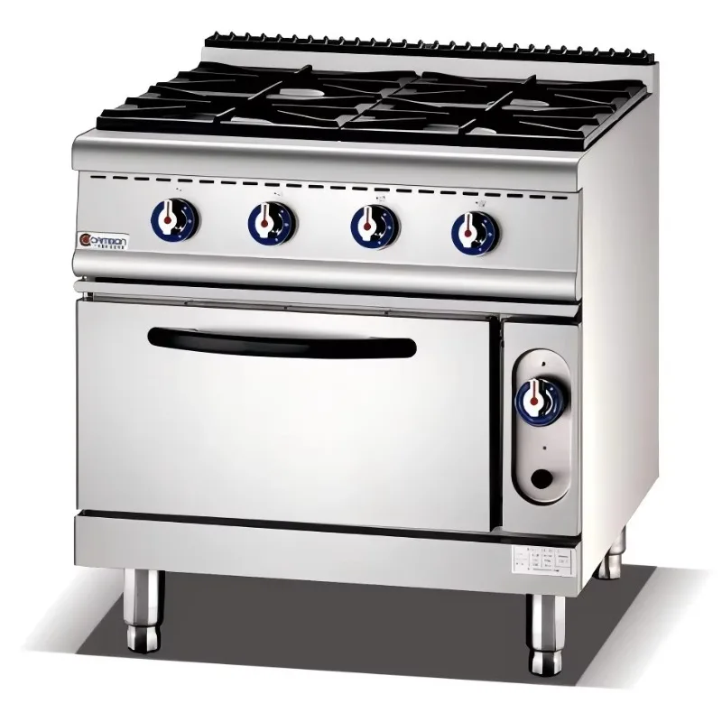 

Commercial Gas Range 4 Burners Stove with Oven High Quality Cooking Equipment for Kitchen