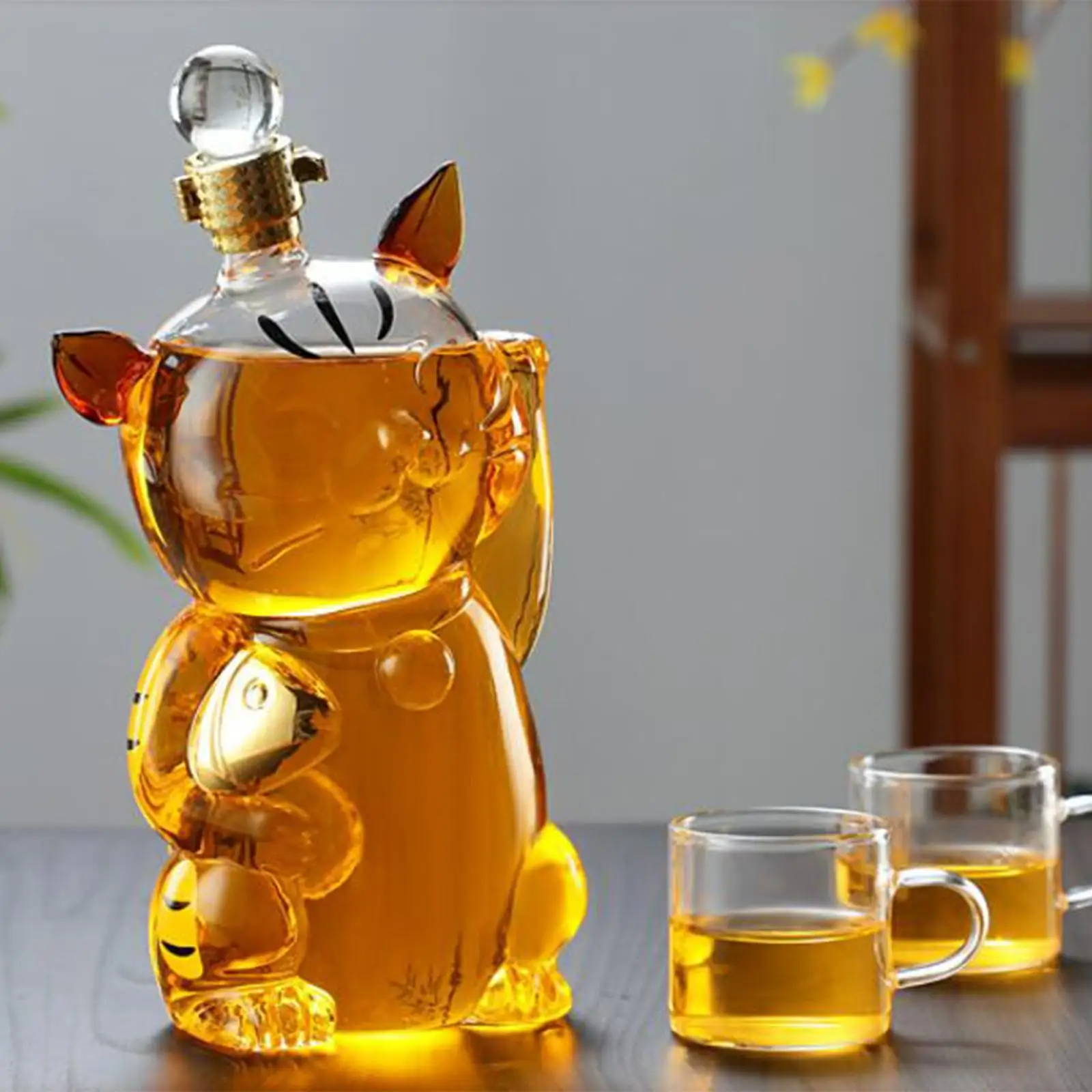1000ml Glass Drinks Decanter with Slanted Mouth Whiskey Wine Dispenser for Bar Party Birthday Gift