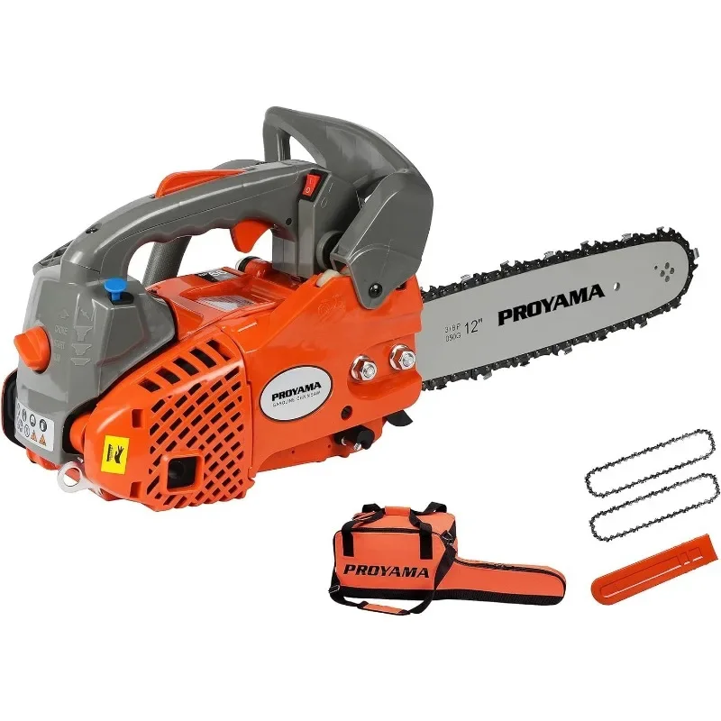 2-Cycle Top Handle Gas Powered Chainsaw 12 Inch Petrol Handheld Cordless Chain Saw for Tree Wood Cutting