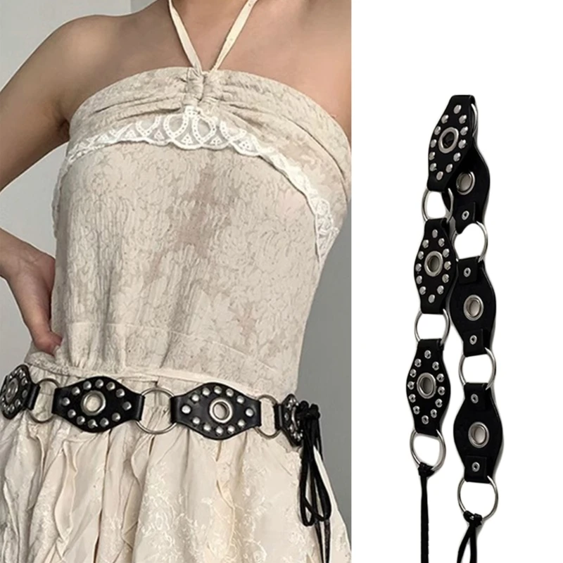 

Ethnic Belt for Girl Fashion Studded Belt Hollowed Waistband for Dress