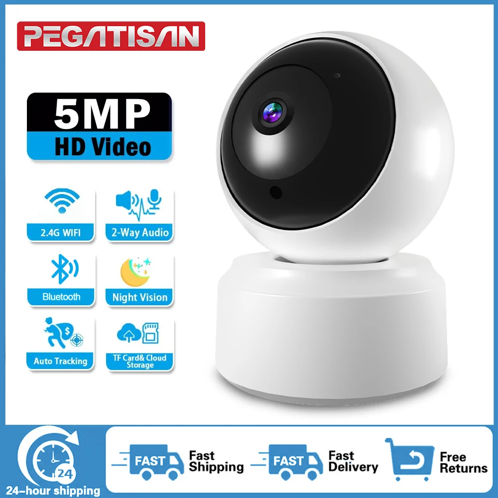 

5MP Indoor WiFi IP Camera AI Human Detect Night Vision Surveillance Camera Smart Life Onvif Baby Monitor Smart Home O-Kam app