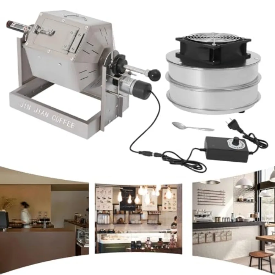 Электрическая жаровня для кофейных зерен объемом 3,8 л со встроенным охладителем и ситами для домашнего использования, машина для выпечки из нержавеющей стали, идеально подходит для обжарки