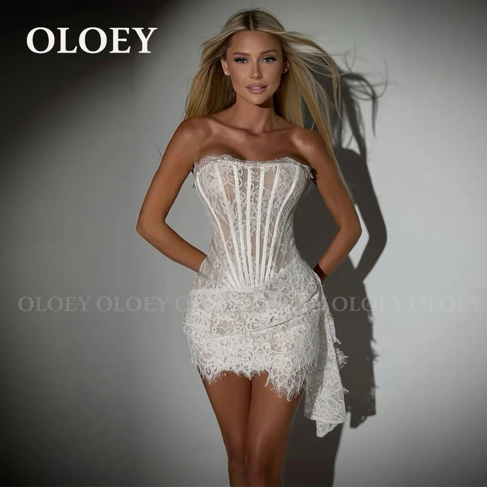 

OLOEY Sexy Strapless Short Prom Party Dress Sleeveless Summer Mini Evening Gowns For Special Occasion Plus Size Customized