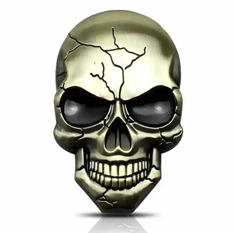 

3D Alloy Skull Car Sticker Gothic Style Waterproof Anti-Scratch Universal Auto Decal for SUV Sedan Truck Exterior Decoration