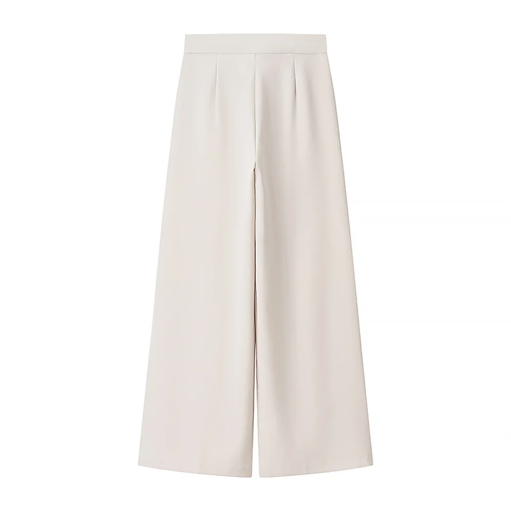 Women's French fashion solid color short jacket high waisted casual pants set