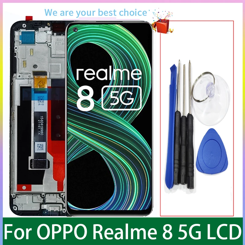 For OPPO Realme 8 5G Original LCD Display with Frame Touch Screen Digitizer Assembl RMX3241 Replacement Parts