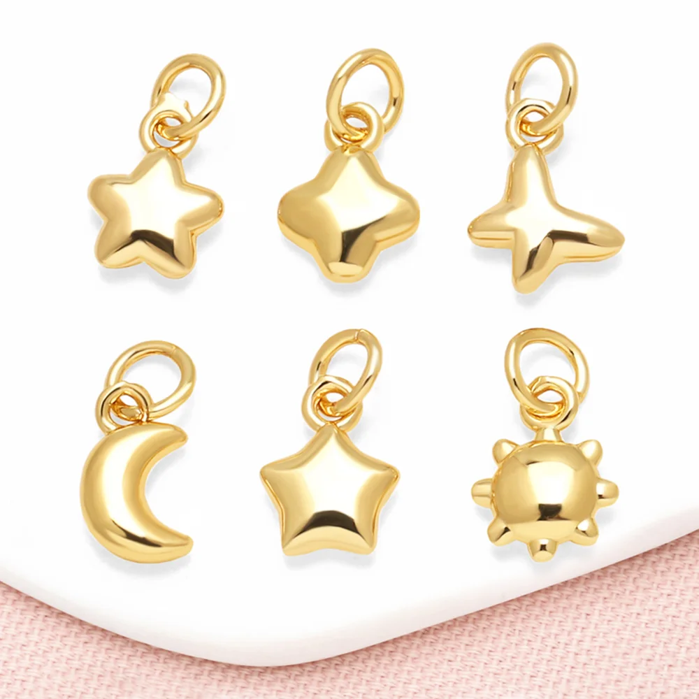 OCESRIO 3 pcs Mini Star Moon Charm for Bracelet Copper Butterfly Turtle Keychain Purse Charm Jewelry Making Supplies chma515