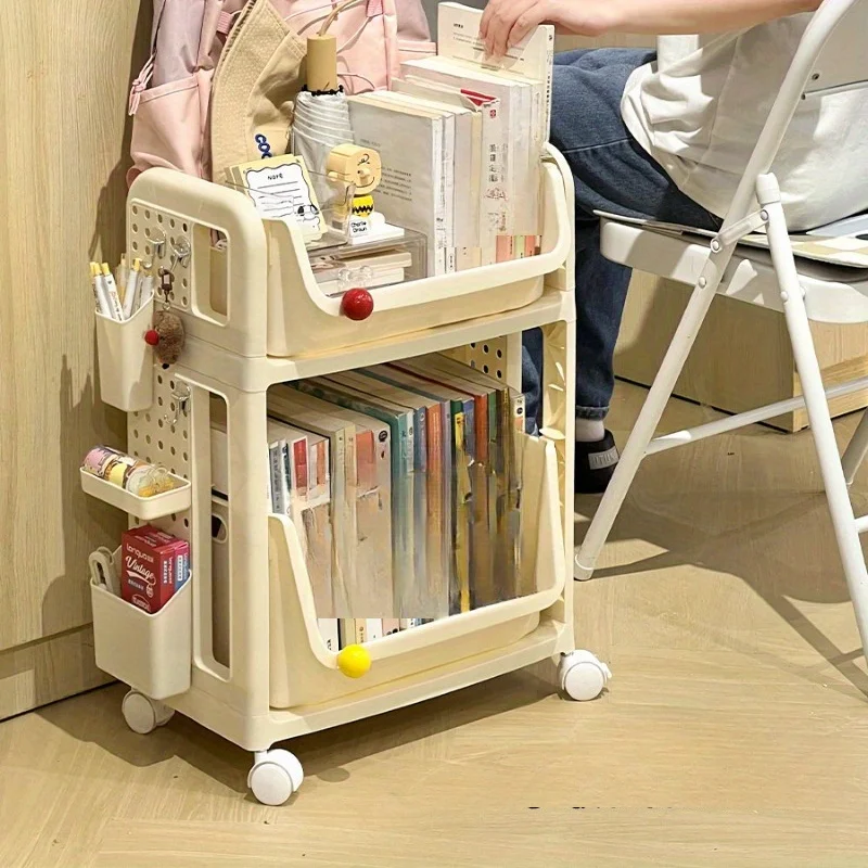 

1pc Student dormitory table, hole board, trolley, schoolbag rack, desk table, bottom storage, trolley, schoolbag rack