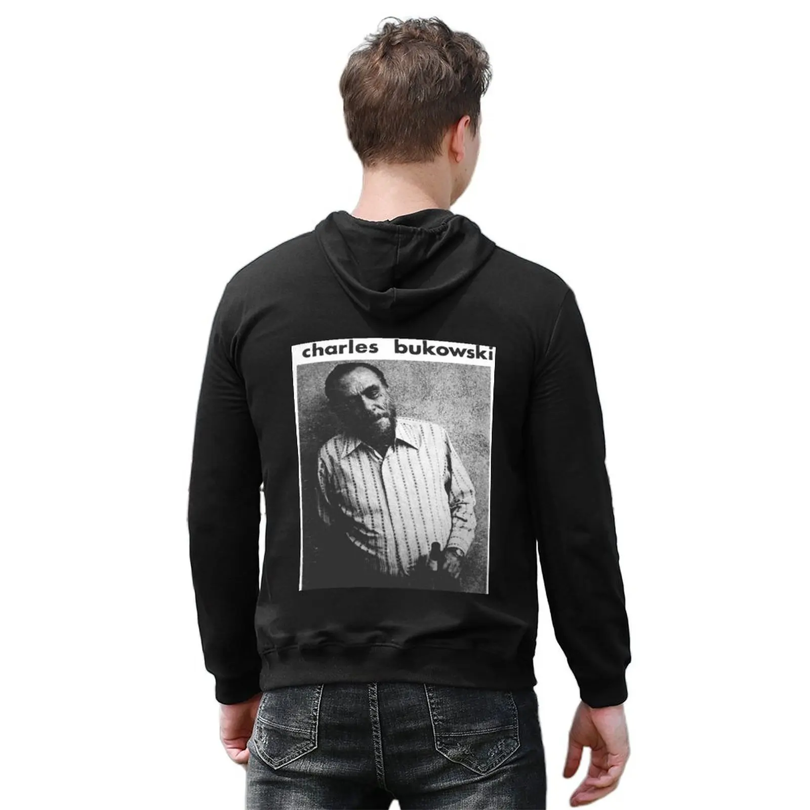 بلوزة بقلنسوة لدراسة الصور من مكتبة تشارلز بوكوفسكي، ملابس رجالي مصممة، ملابس أنيمي، سترة شتوية للرجال، سترة بقلنسوة كبيرة الحجم #6