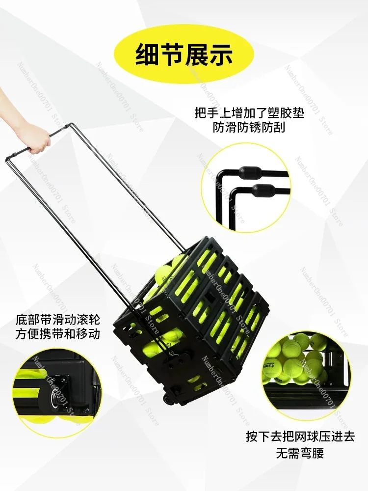 Portable Tennis Ball Pickup Hopper with Wheels, Lightweight Rolling Ball Collector Cart,Baseball/Softball Retriever,
