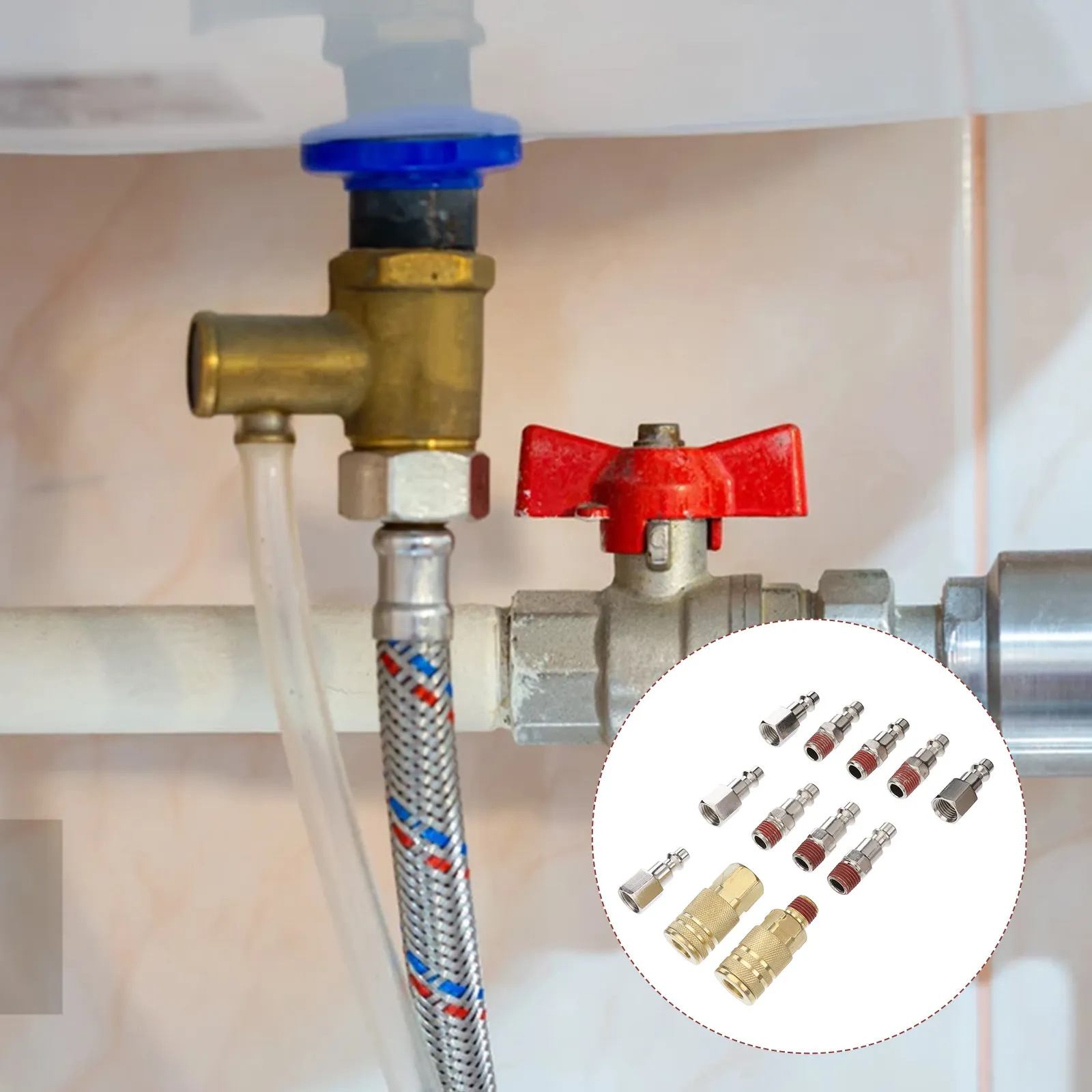 Air Hose Fitting Set – Pneumatic Quick Connect Coupler, Plug, Reducer & Straight Fittings for Mechanics