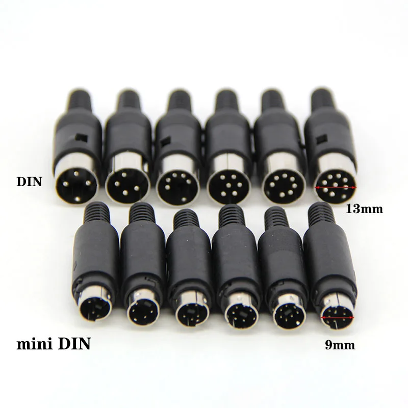 Din Male or Mini 3/4/5/6/7/8 Pins Plug Plastic Handle Adapter Soldering S Video Terminal Cable for ps2 Connector Circular Plug