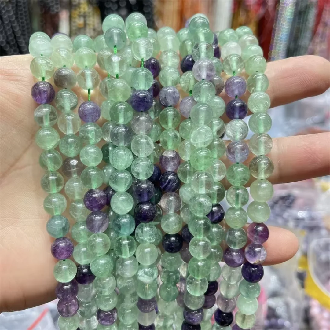 4/6/8/10mm Rainbow Fluorite Round Beads string, Natural Round Semi Precious Stone Smooth Fluorite Beads, for making DIY jewelry
