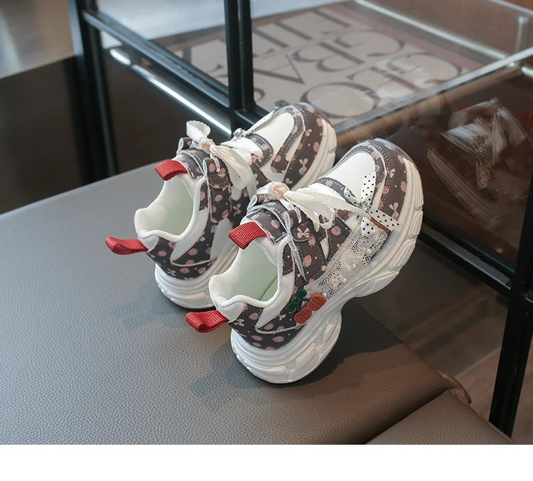 Mädchen-Laufschuhe mit Süßen Schleifen, Kinder-Sneaker mit Klettverschluss, Niedliche 2026 Herbst-Neuheit, Lässige Kinderschuhe mit Dicker Weicher Sohle – Detail 5
