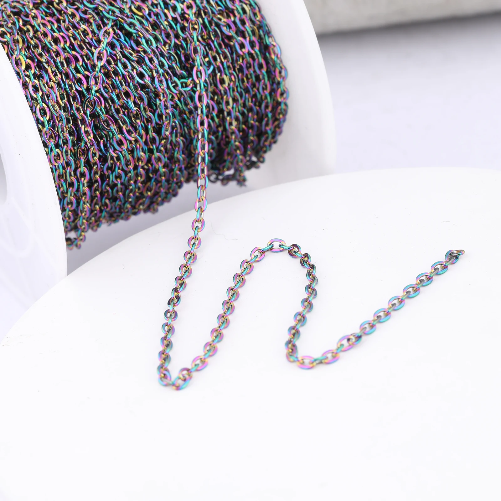 10meter/Roll Stainless Steel Rainbow Color 2x2.5mm Link Chain For Jewelry Making Supplies Diy Pendant Necklace Accessories