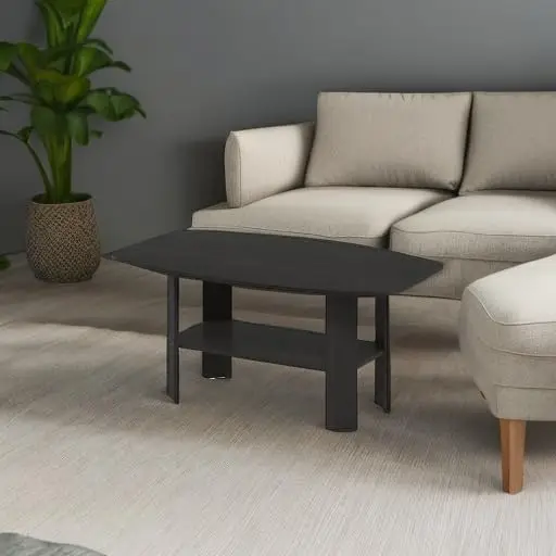 Simple Design Coffee Table in Espresso Finish, Sturdy and Modern for Living Room