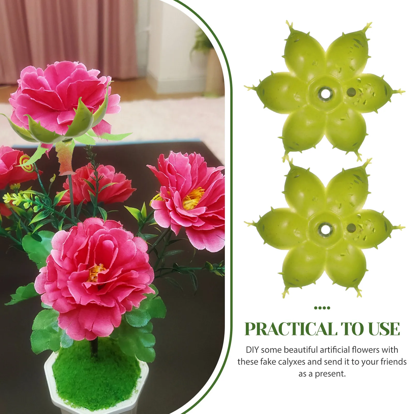 

50pcs Artificial Accessories Plastic Decorative Receptacles Fake Flower Calyxes Calyxes for Diy Supplies Crafting Use
