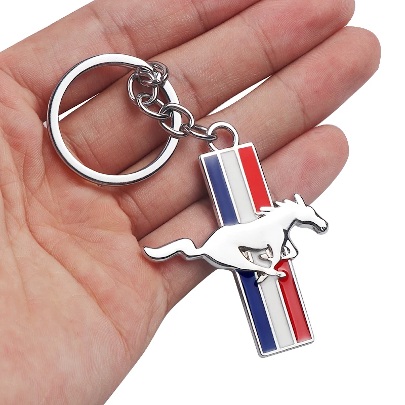 Hub Cap Mustang Keychain Metal Car Keychain Bulk Running Horse Emblem Badge Keyring Key Chain For Ford Focus Kuga Everest Mk7