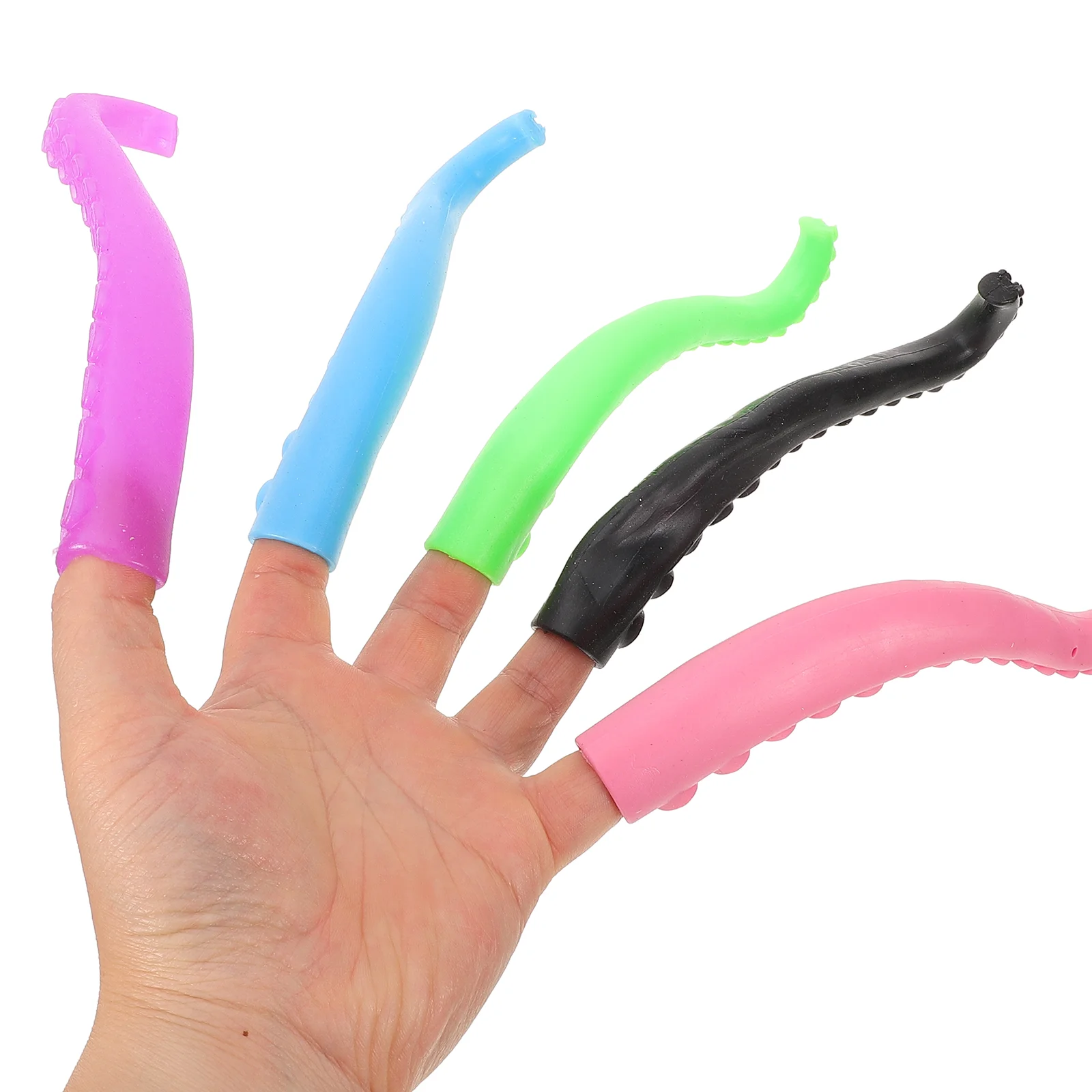 Polvo Finger Cots Toy para crianças, tentáculo, ponta do dedo, fantoches, brinquedos infantis, mangas, 10 peças