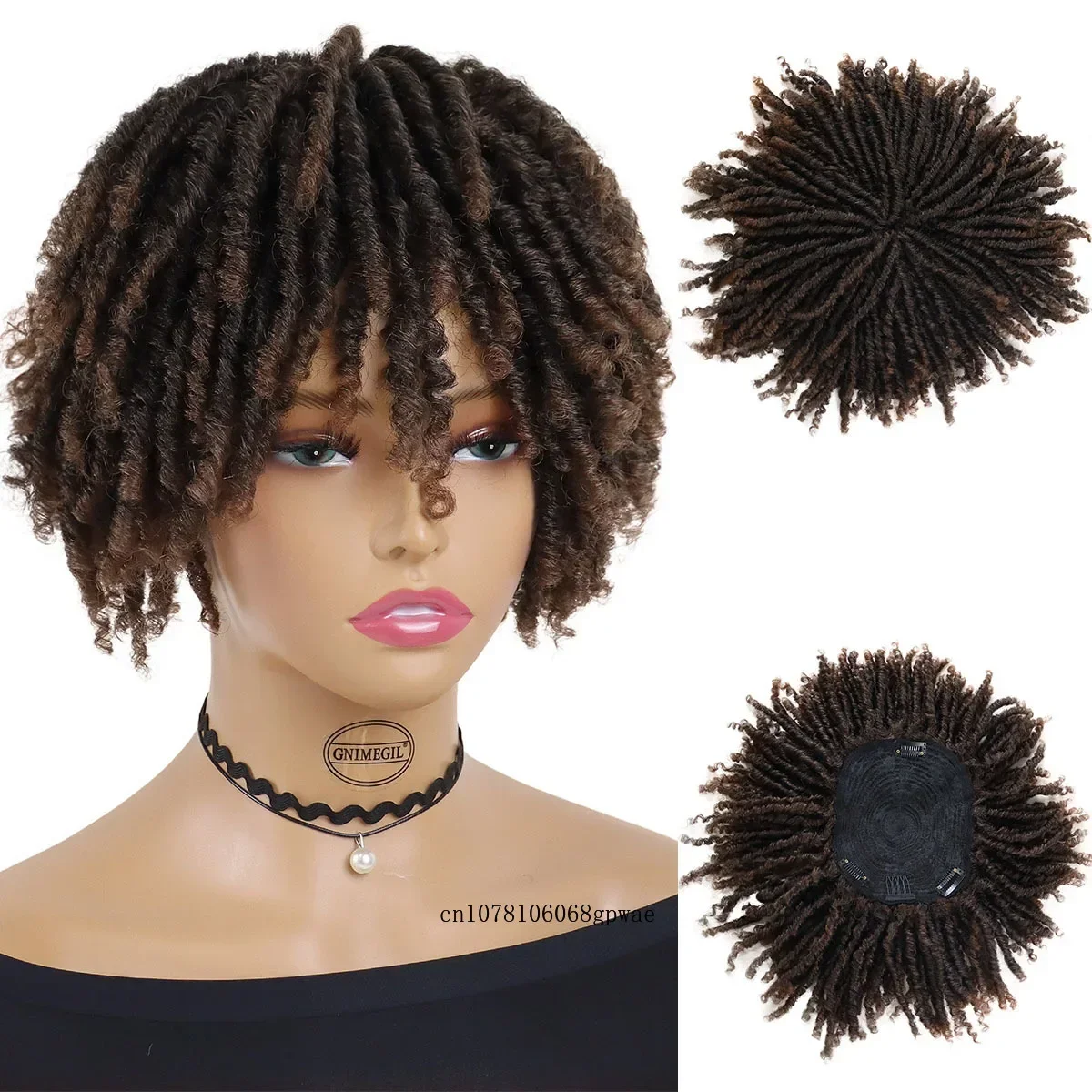 

Ombre Коричневые дреды Синтетический парик-топпер с зажимом для плетеных полупариков для женщин Короткий парик афро парик для истонченных волос