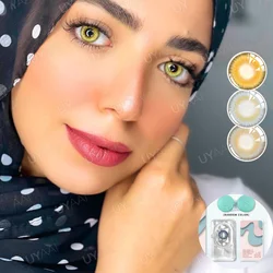 UYAAI 2PCS Colored Eye Lenses LA Girl Series Contact Lenses Grey Lenses High Quality Natural Pupils Brown Cosmetic Fast Shipping