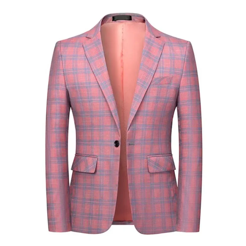 

New Fashion Spring and Autumn Casual Men Plaid Blazer Cotton Slim England Suit Blaser Masculino Male Jacket Blazer S-6XL