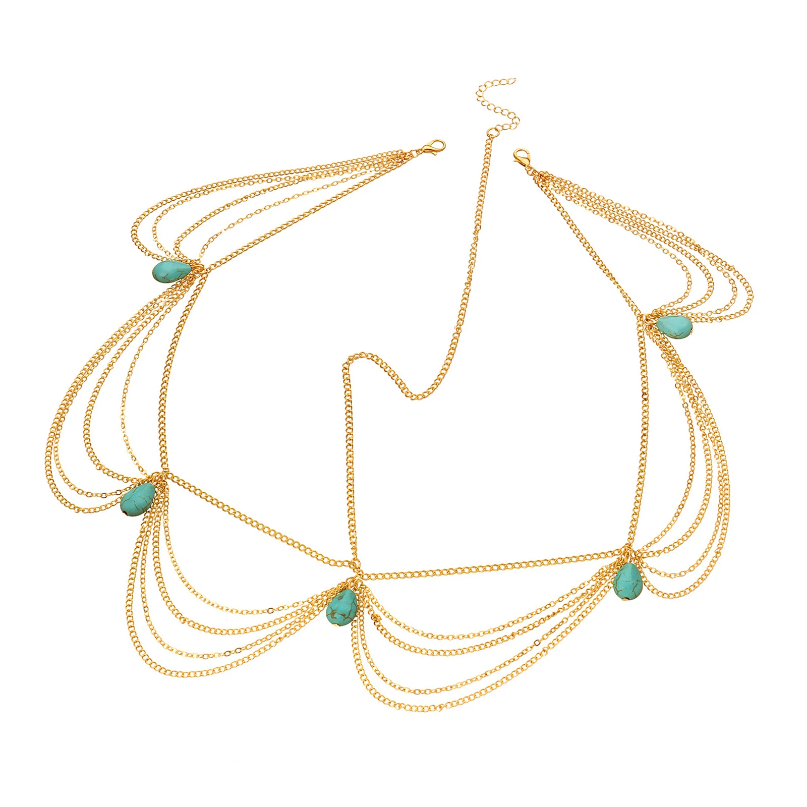 

Turquoise Dropper Chain Elegant Headbands Bridesmaid Grace Women Tassel Baroque Alloy Hairband Girls Headwear Wedding Birthday