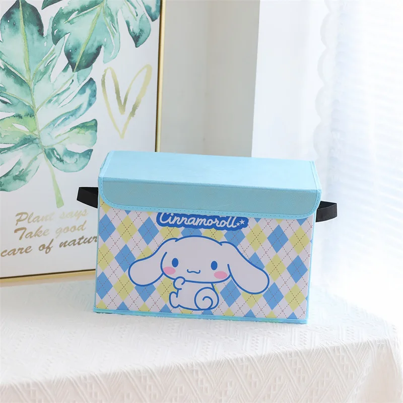 New Cartoon Sanrio Storage Box Canvas Foldable Hello Kitty Cinnamoroll Kuromi Cute Desktop Storage Box Organizer Sundries Basket