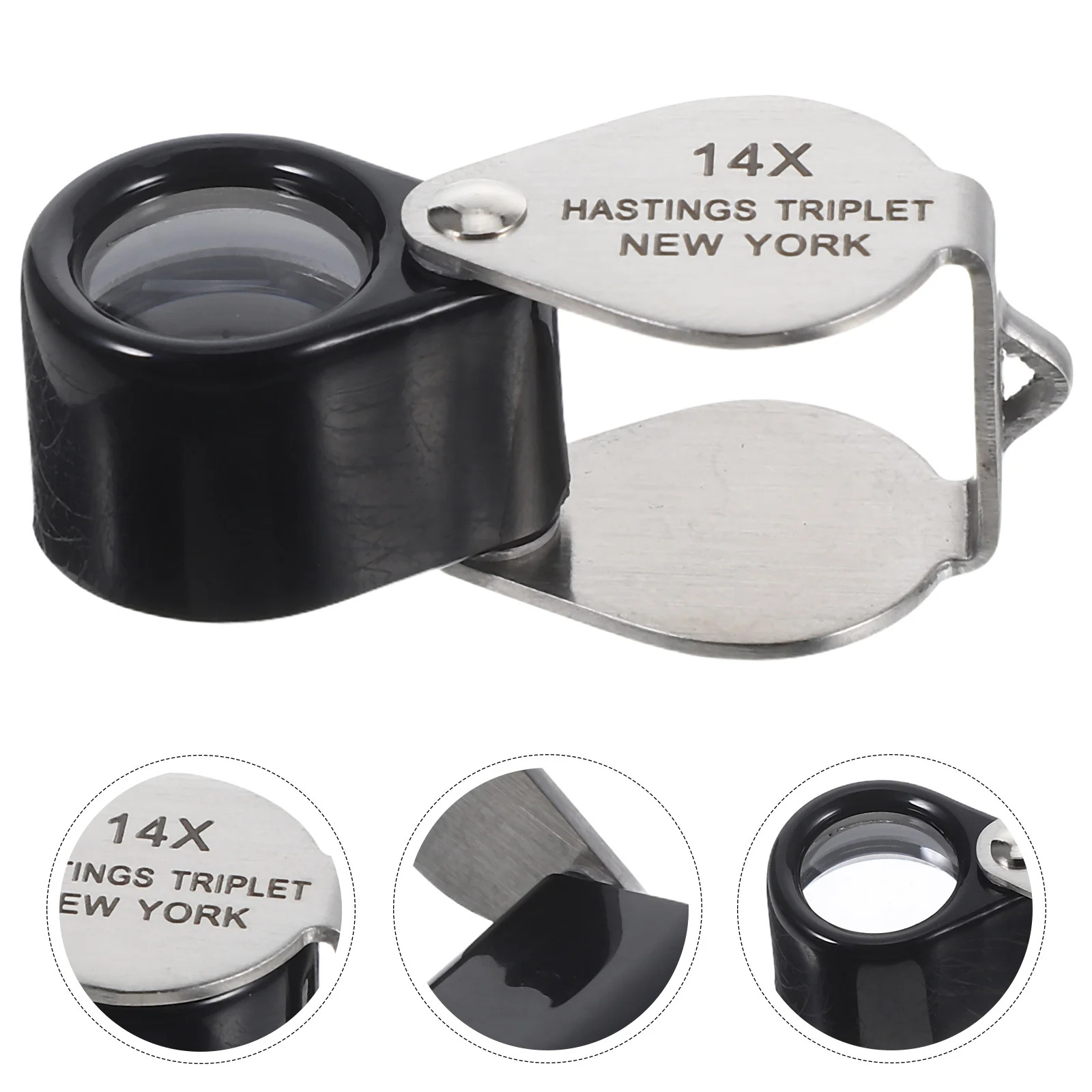 

14-кратная увеличительное стекло, складная ручная ювелирная лупа, портативная линза из нержавеющей стали для проверки монет, оптика, лупы, ювелирные изделия