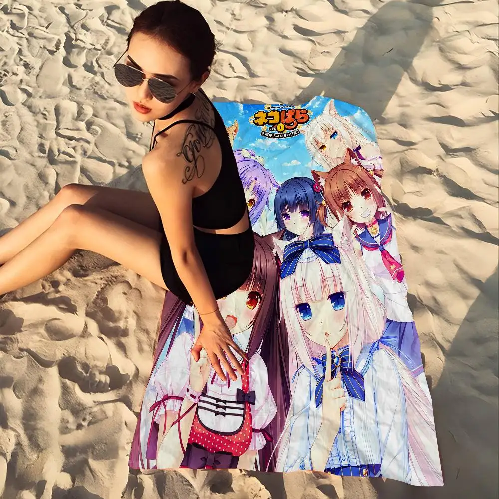 Nekopara Neko Para Chocola Classic Anime Microfiber Beach Towel Absorbent Quick Dry Soft Yoga Swimming Resort Mountain Towel