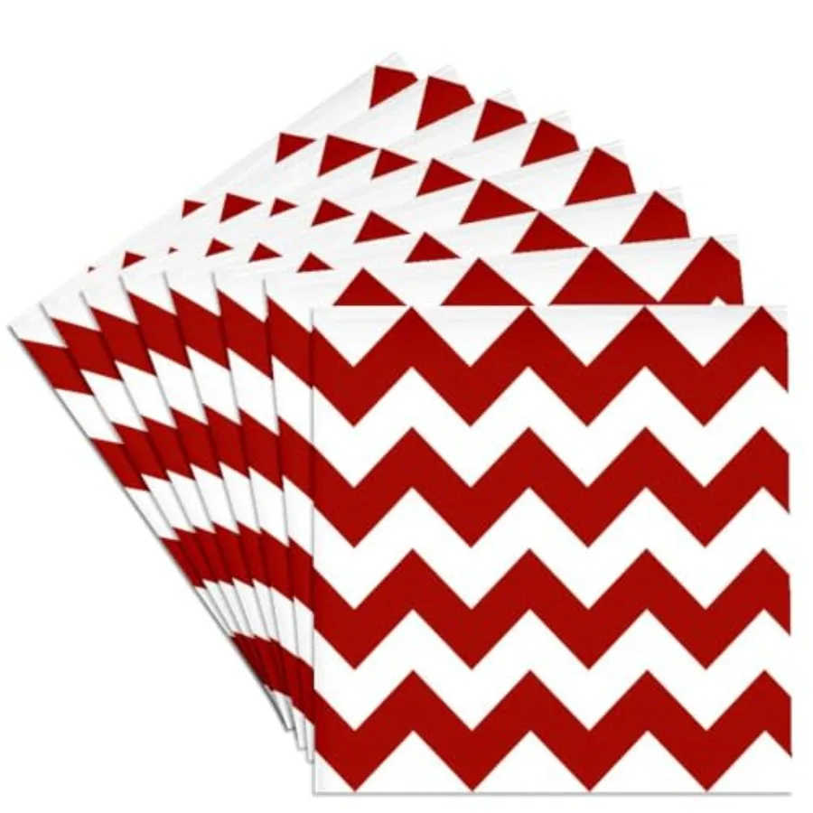 

LLC cst_149892_4 Ceramic Tile Coasters "Red and White Chevron Pattern" Set of 8
