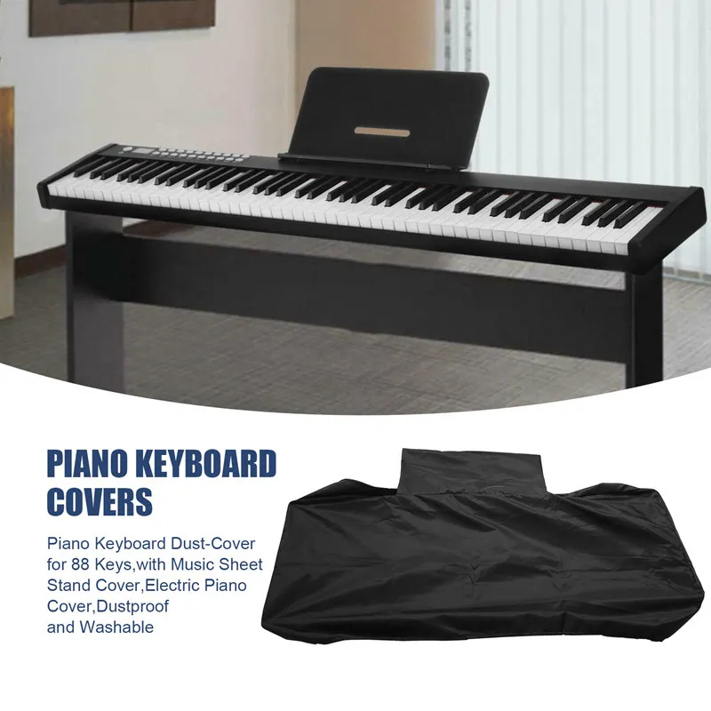 

Пылезащитный чехол для клавиатуры пианино на 88 клавиш, с чехлом для подставки для нот, чехол для электропианино, пыленепроницаемый и моющийся.
