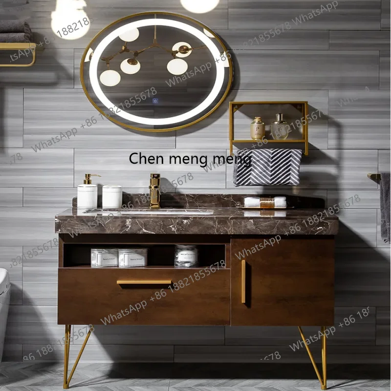 X  New stainless steel bathroom cabinet combination, floor-to-ceiling smart marble washbasin