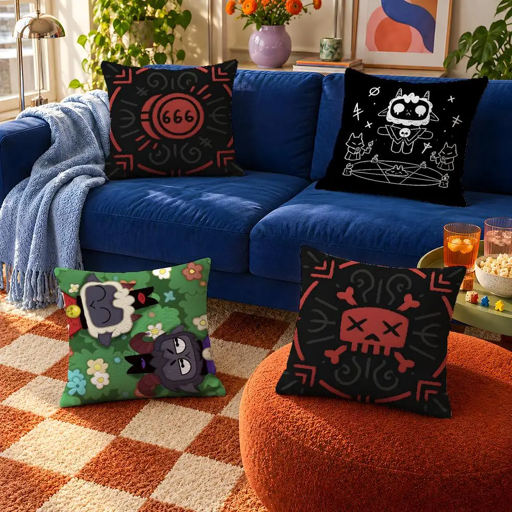 Game Cult of the Lamb COTL Narinder Cushion Cover Throw Pillow Soft Short Plush Cozy Durable For Sofa Bedroom Home Decor Gift