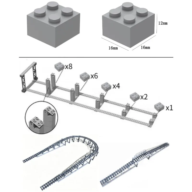 Componentes de Reforço para Base de Pilar de Ponte de Blocos de Montar DIY, Peças Grossas 2x2 Pontos, Grau ABS, Adequadas para Brinquedos Educacionais 3003