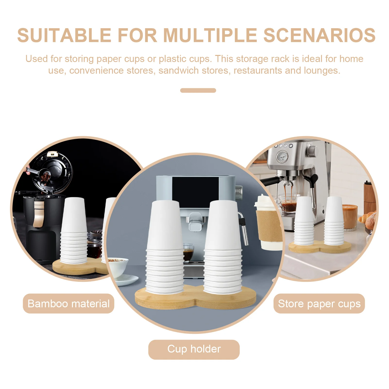 

Paper Holder Bamboo Countertop Cup Organizer Smooth Edges Coffee Cup Dispenser For Home Office Coffee Station